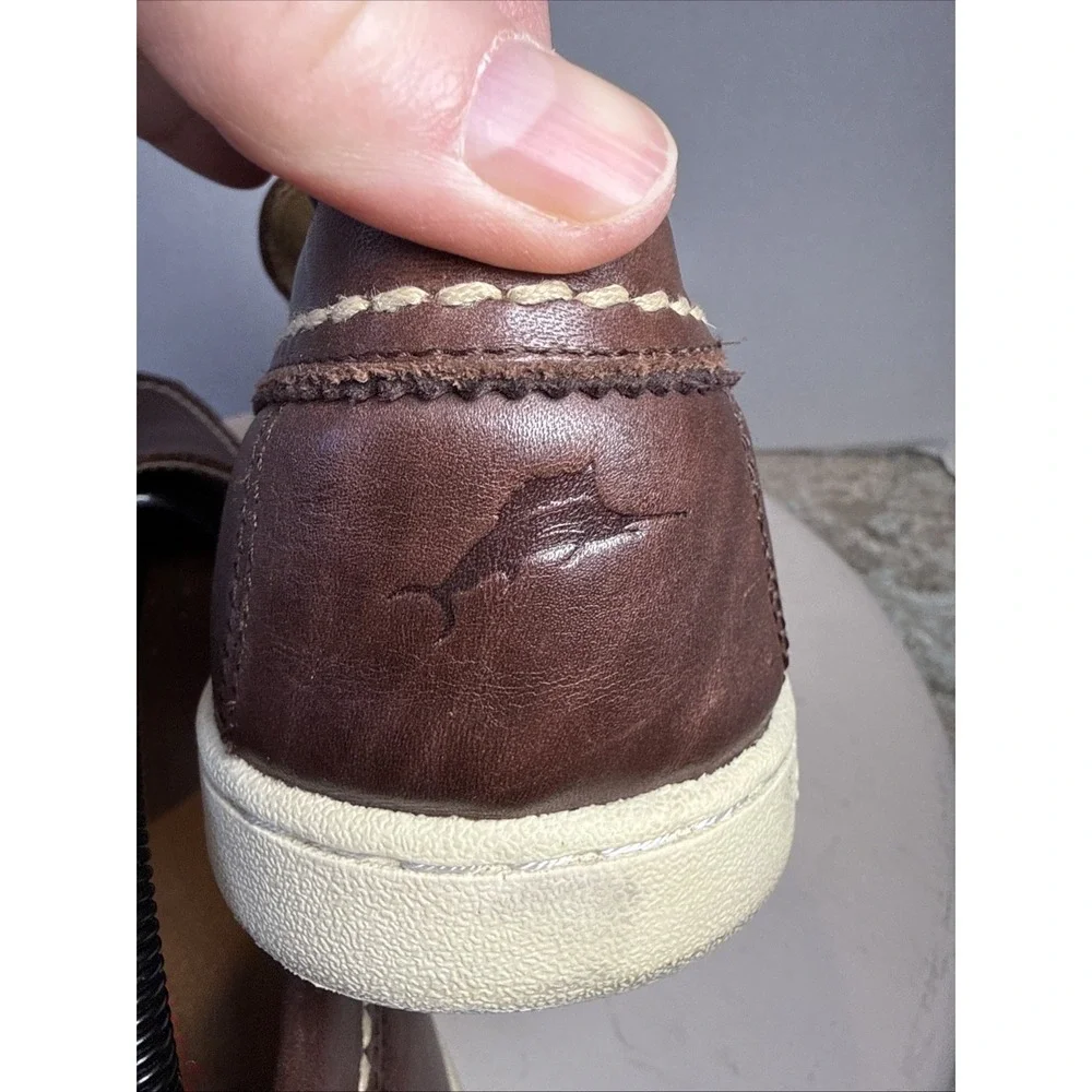 Tommy Bahama Mens Boat Leather Brown Shoe Size 11.5 M Flex Sole Nautical Sailing